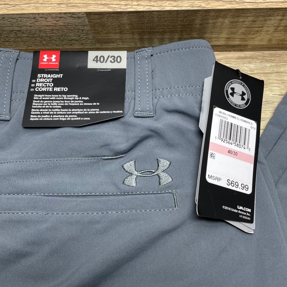 Under Armour UA Mens Showdown Golf Pants Gray Straight Leg 40x30 New Match Play - Picture 4 of 8